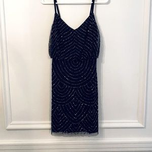 Beaded cocktail dress navy